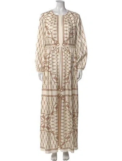 Pre-owned Tory Burch Silk Long Dress W/ Tags In Neutral