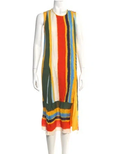 Pre-owned Tory Burch Silk Long Dress In Yellow