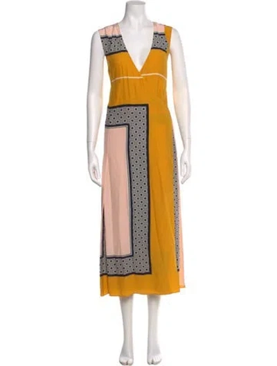 Pre-owned Tory Burch Silk Long Dress In Yellow