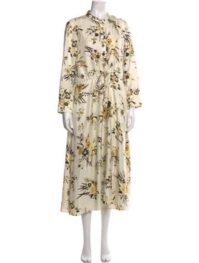 Pre-owned Tory Burch Silk Long Dress In Yellow