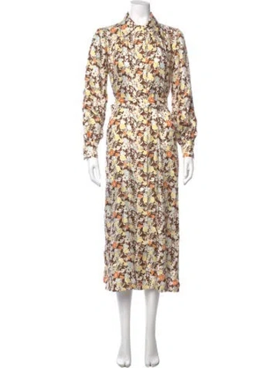 Pre-owned Tory Burch Silk Long Dress In Yellow