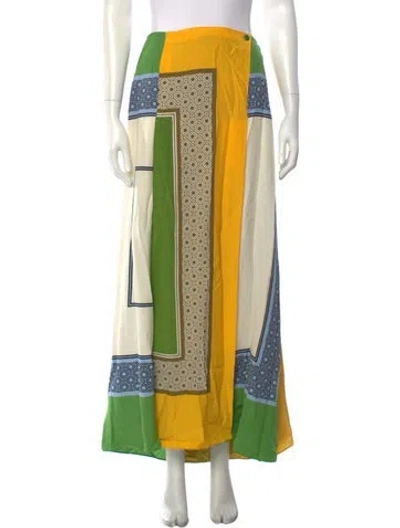 Pre-owned Tory Burch Silk Long Skirt In Green