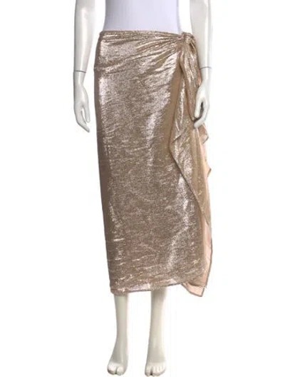 Pre-owned Tory Burch Silk Long Skirt W/ Tags In Gold