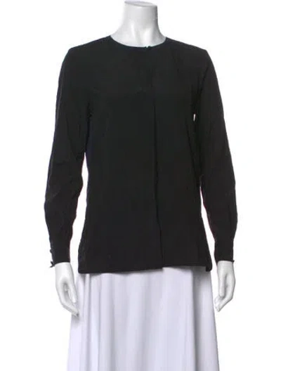 Pre-owned Tory Burch Silk Long Sleeve Blouse In Black