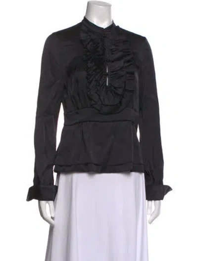 Pre-owned Tory Burch Silk Long Sleeve Blouse In Black