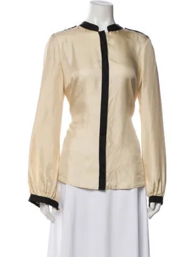 Pre-owned Tory Burch Silk Long Sleeve Blouse In Neutral