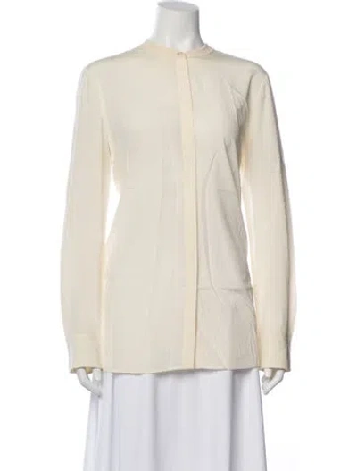 Pre-owned Tory Burch Silk Long Sleeve Blouse In Neutral