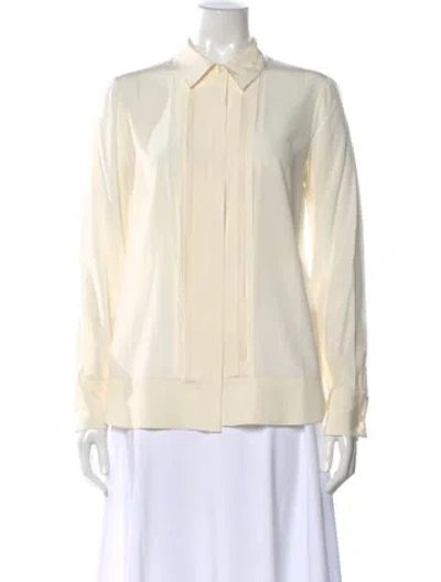 Pre-owned Tory Burch Silk Long Sleeve Blouse In Neutral
