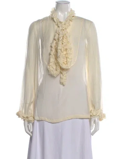 Pre-owned Tory Burch Silk Long Sleeve Blouse In Neutral
