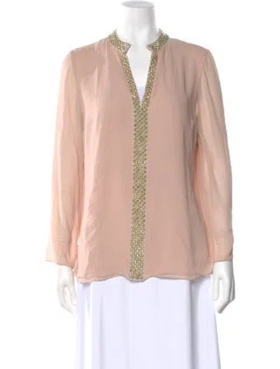 Pre-owned Tory Burch Silk Long Sleeve Blouse In Neutral