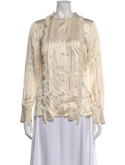 Pre-owned Tory Burch Silk Long Sleeve Blouse In Neutral