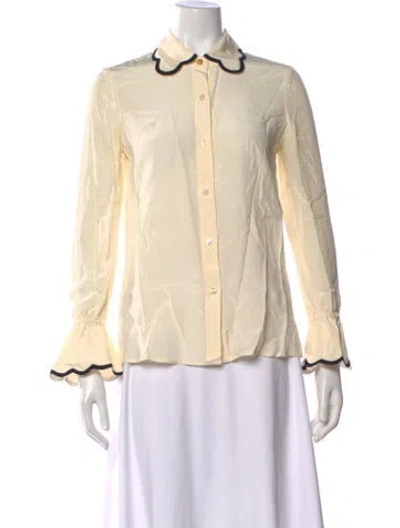 Pre-owned Tory Burch Silk Long Sleeve Blouse In Neutral