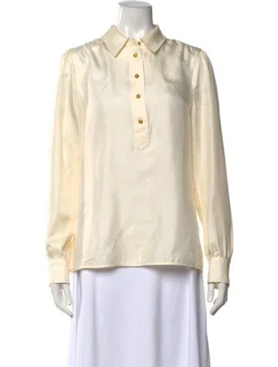 Pre-owned Tory Burch Silk Long Sleeve Blouse In Neutral