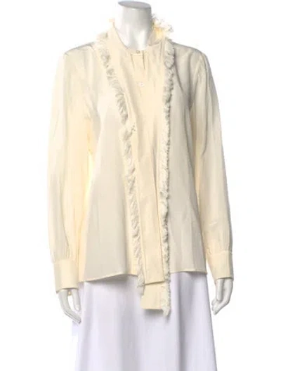 Pre-owned Tory Burch Silk Long Sleeve Blouse In Neutrals