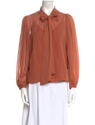 Pre-owned Tory Burch Silk Long Sleeve Blouse In Orange