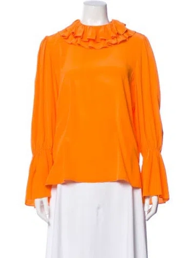 Pre-owned Tory Burch Silk Long Sleeve Blouse In Orange
