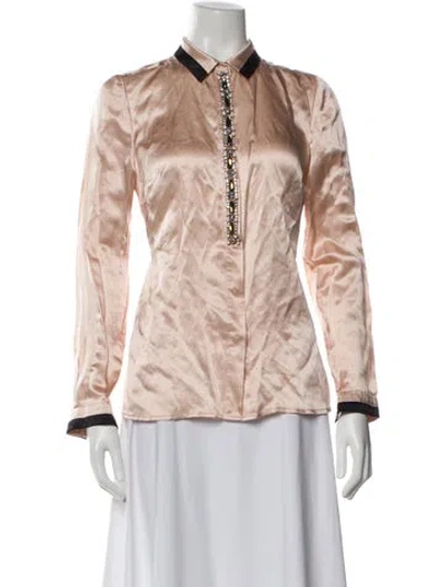 Pre-owned Tory Burch Silk Long Sleeve Blouse In Pink