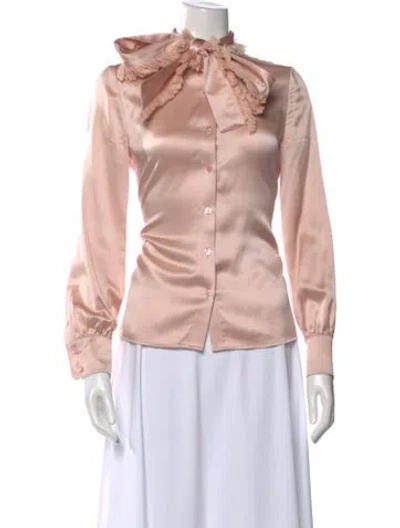 Pre-owned Tory Burch Silk Long Sleeve Blouse In Pink