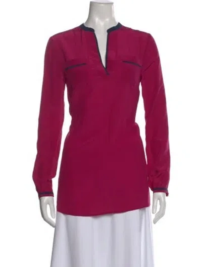 Pre-owned Tory Burch Silk Long Sleeve Blouse In Purple
