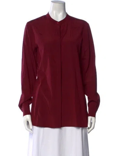 Pre-owned Tory Burch Silk Long Sleeve Blouse In Red