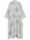 Tory Burch Ivory Silk Midi Dress With Button-up Front And Cinched Waist In Beige