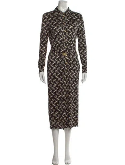 Pre-owned Tory Burch Silk Midi Length Dress In Black