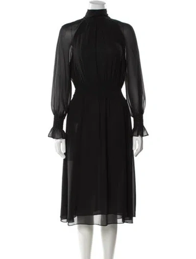 Pre-owned Tory Burch Silk Midi Length Dress In Black