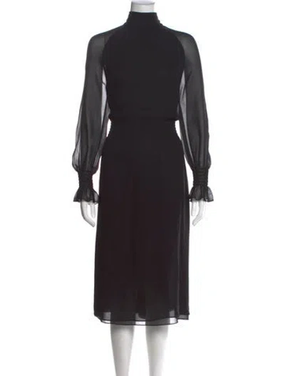 Pre-owned Tory Burch Silk Midi Length Dress In Black