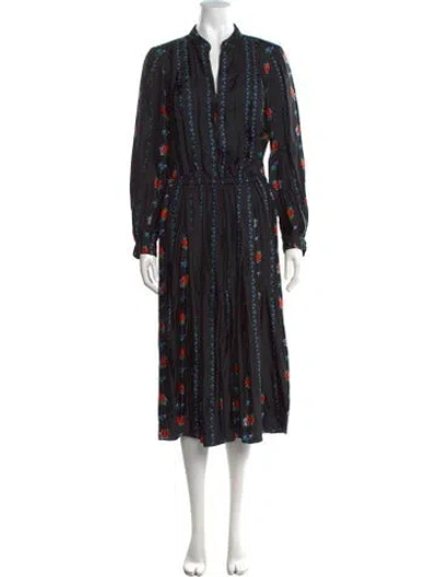 Pre-owned Tory Burch Silk Midi Length Dress In Black