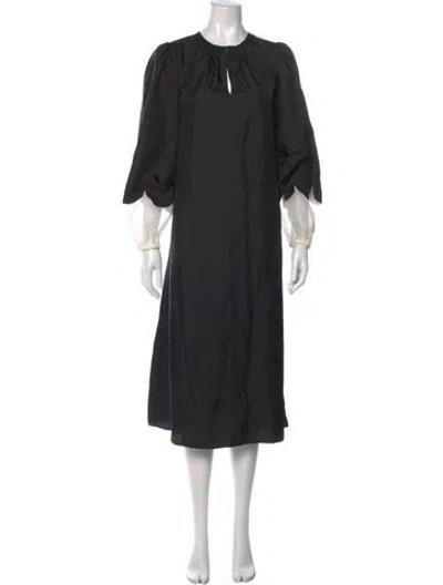 Pre-owned Tory Burch Silk Midi Length Dress In Black