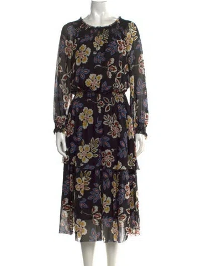 Pre-owned Tory Burch Silk Midi Length Dress In Black