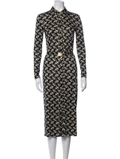 Pre-owned Tory Burch Silk Midi Length Dress In Black