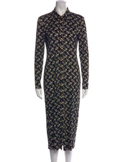 Pre-owned Tory Burch Silk Midi Length Dress In Black