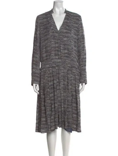 Pre-owned Tory Burch Silk Midi Length Dress In Blue