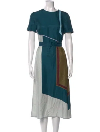 Pre-owned Tory Burch Silk Midi Length Dress In Blue