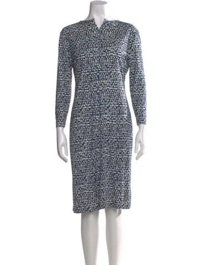 Pre-owned Tory Burch Silk Midi Length Dress In Blue