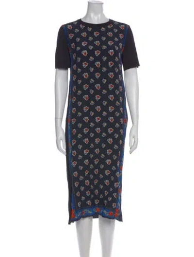 Pre-owned Tory Burch Silk Midi Length Dress In Blue