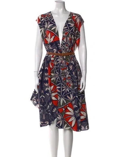 Pre-owned Tory Burch Silk Midi Length Dress In Blue