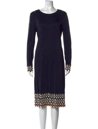 Pre-owned Tory Burch Silk Midi Length Dress In Blue
