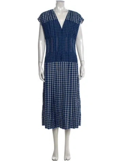 Pre-owned Tory Burch Silk Midi Length Dress In Blue