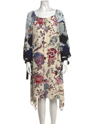 Pre-owned Tory Burch Silk Midi Length Dress In Blue