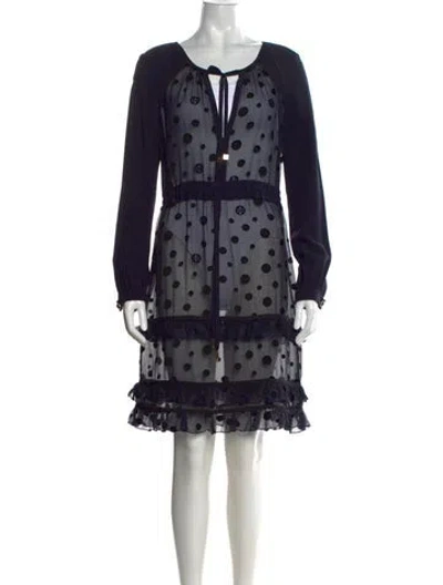 Pre-owned Tory Burch Silk Midi Length Dress In Blue