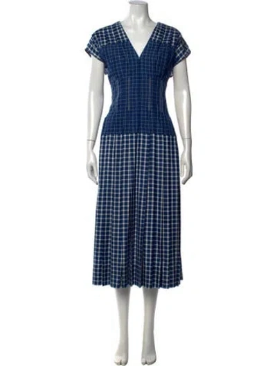 Pre-owned Tory Burch Silk Midi Length Dress In Blue