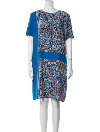 Pre-owned Tory Burch Silk Midi Length Dress In Blue
