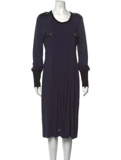 Pre-owned Tory Burch Silk Midi Length Dress In Blue