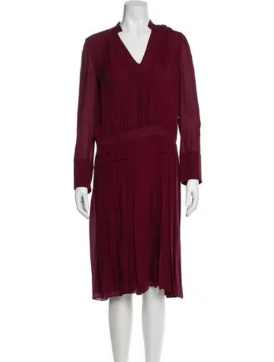 Pre-owned Tory Burch Silk Midi Length Dress In Burgundy