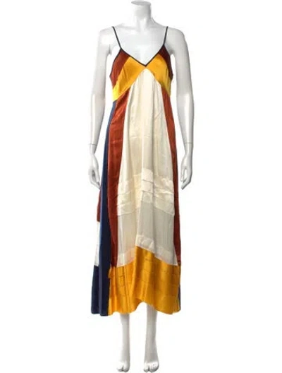 Pre-owned Tory Burch Silk Midi Length Dress In Gold