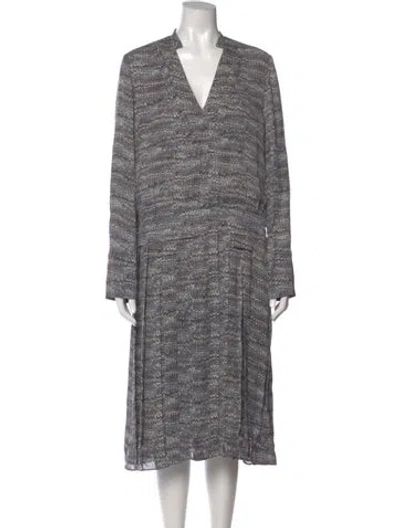 Pre-owned Tory Burch Silk Midi Length Dress In Gray