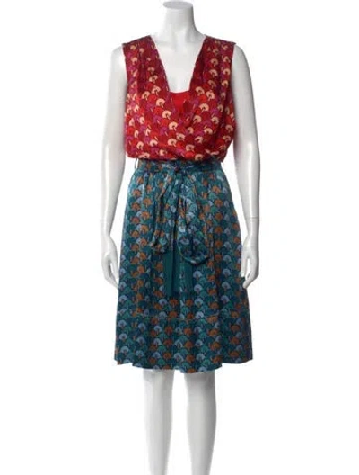 Pre-owned Tory Burch Silk Midi Length Dress In Multi