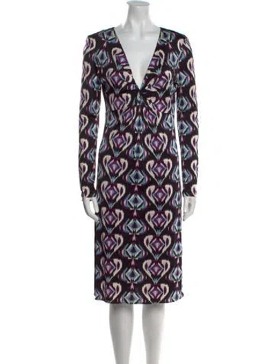 Pre-owned Tory Burch Silk Midi Length Dress In Multi